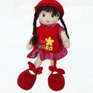 Linzy Rag Doll Toys 18" Nidia “Too Cute” Sweet Cakes Red dress Plush Brown Hair